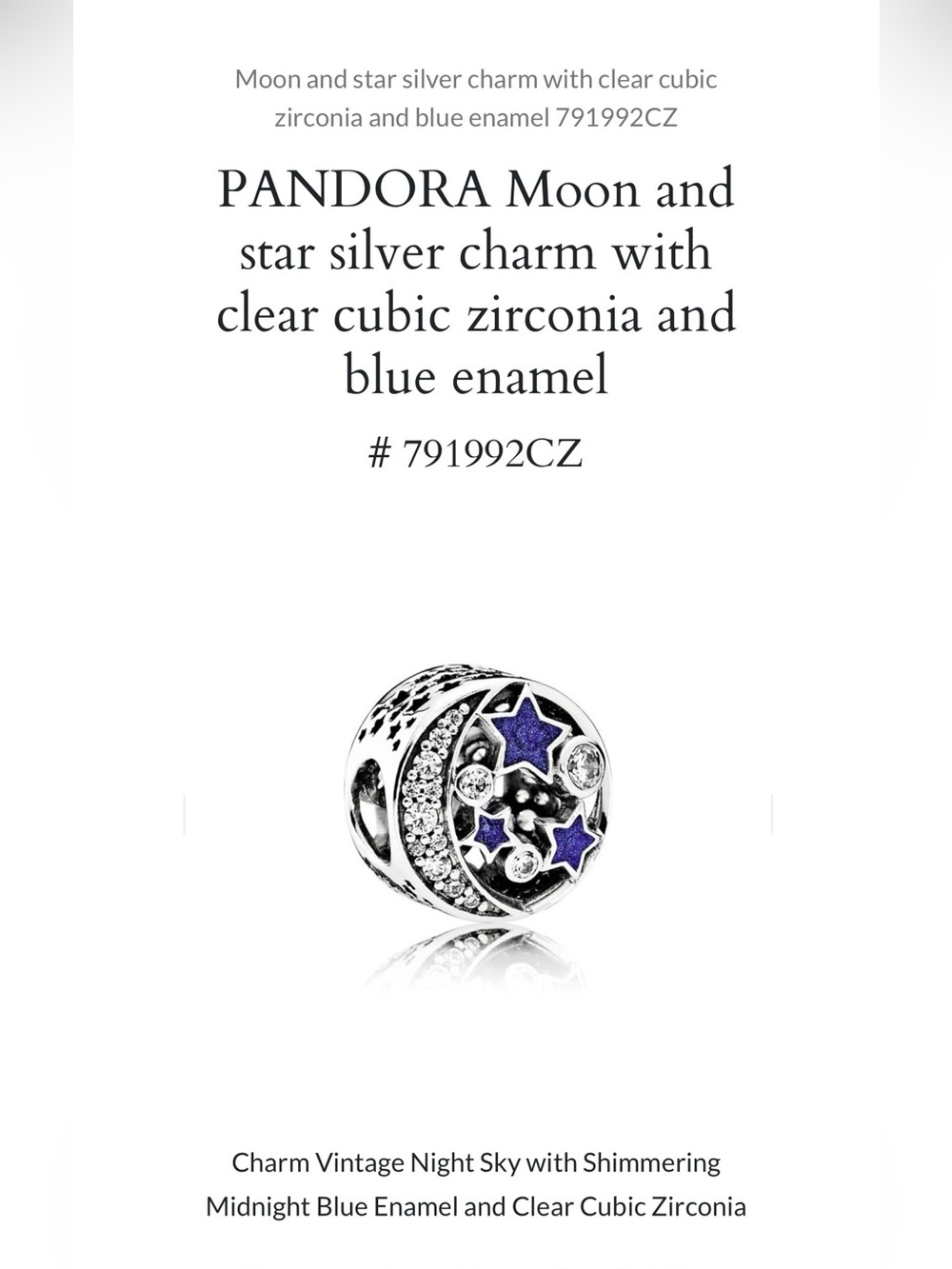 PANDORA Vintage Night Sky Moon and Star charm